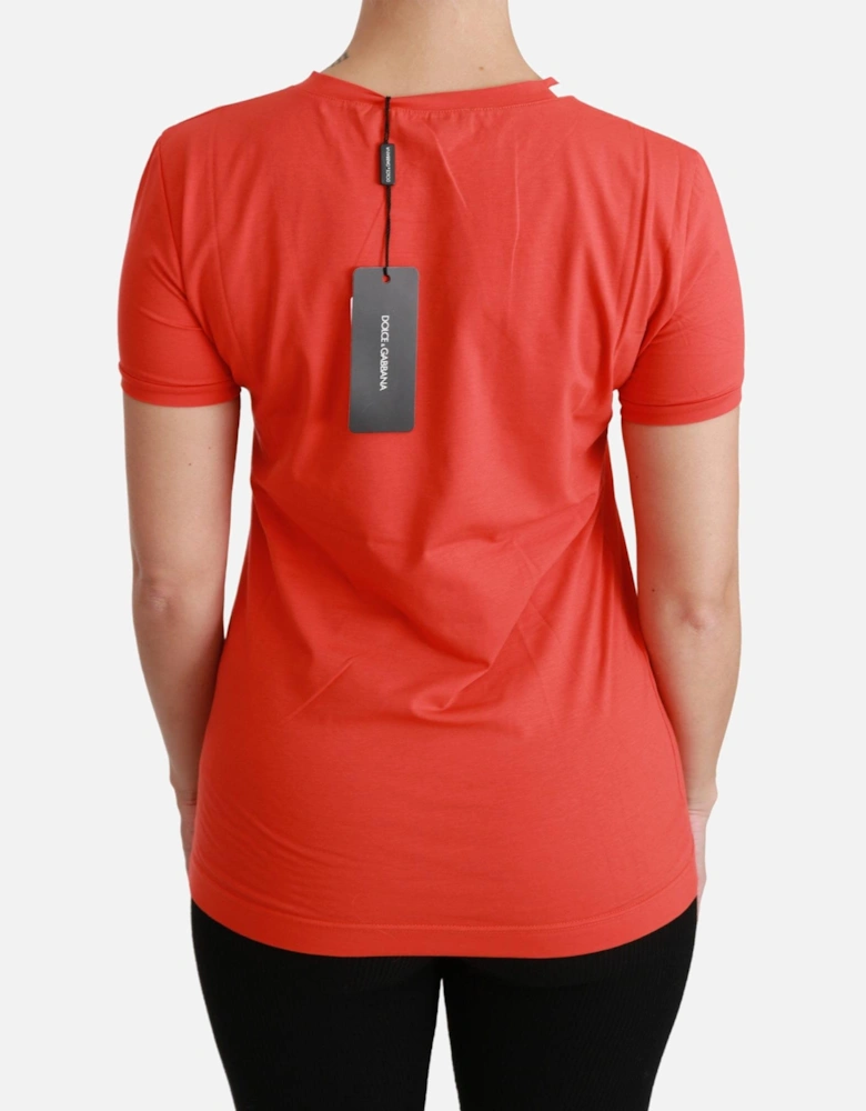 Crewneck Short Sleeve Cotton T-shirt Women - Red
