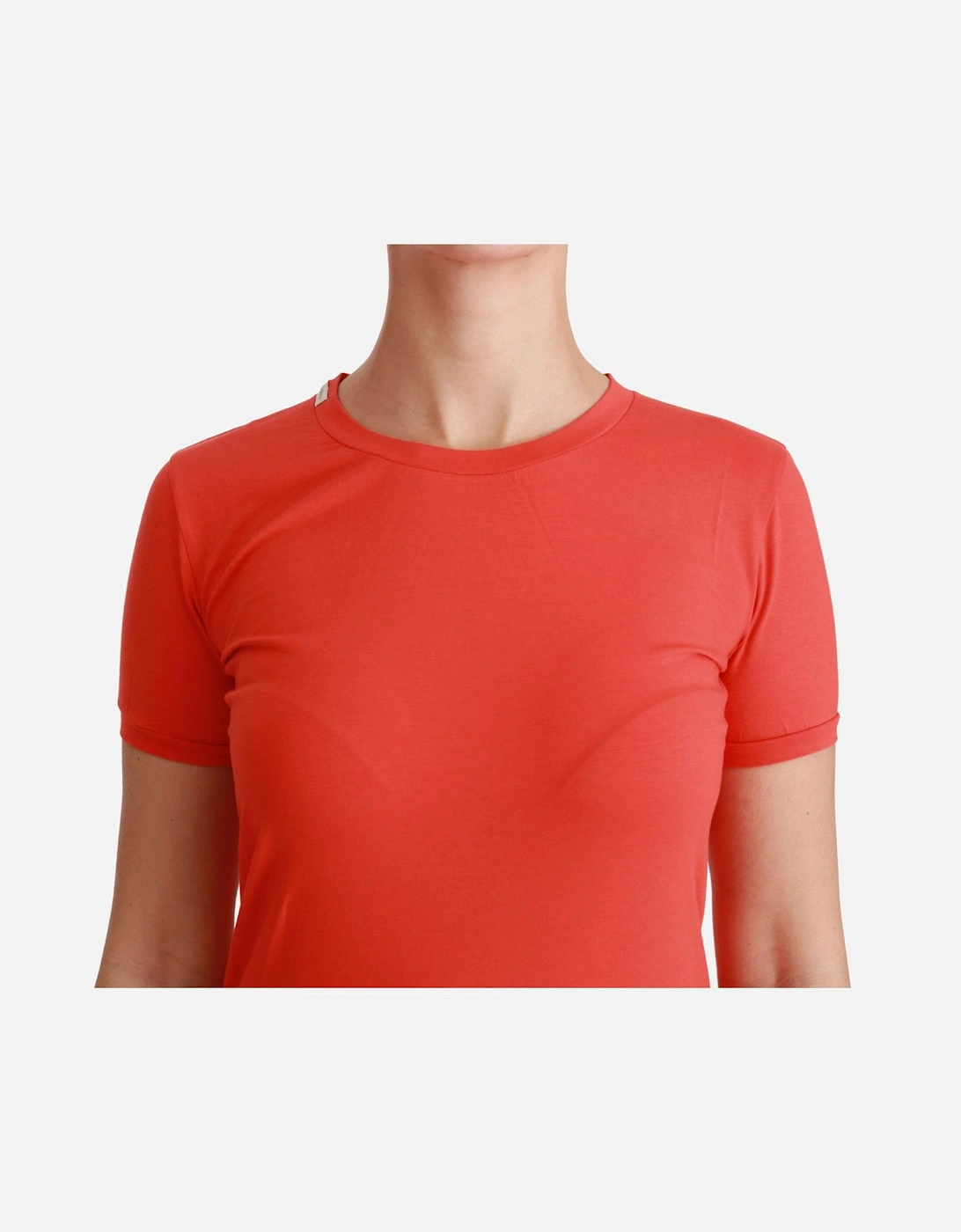 Crewneck Short Sleeve Cotton T-shirt Women - Red