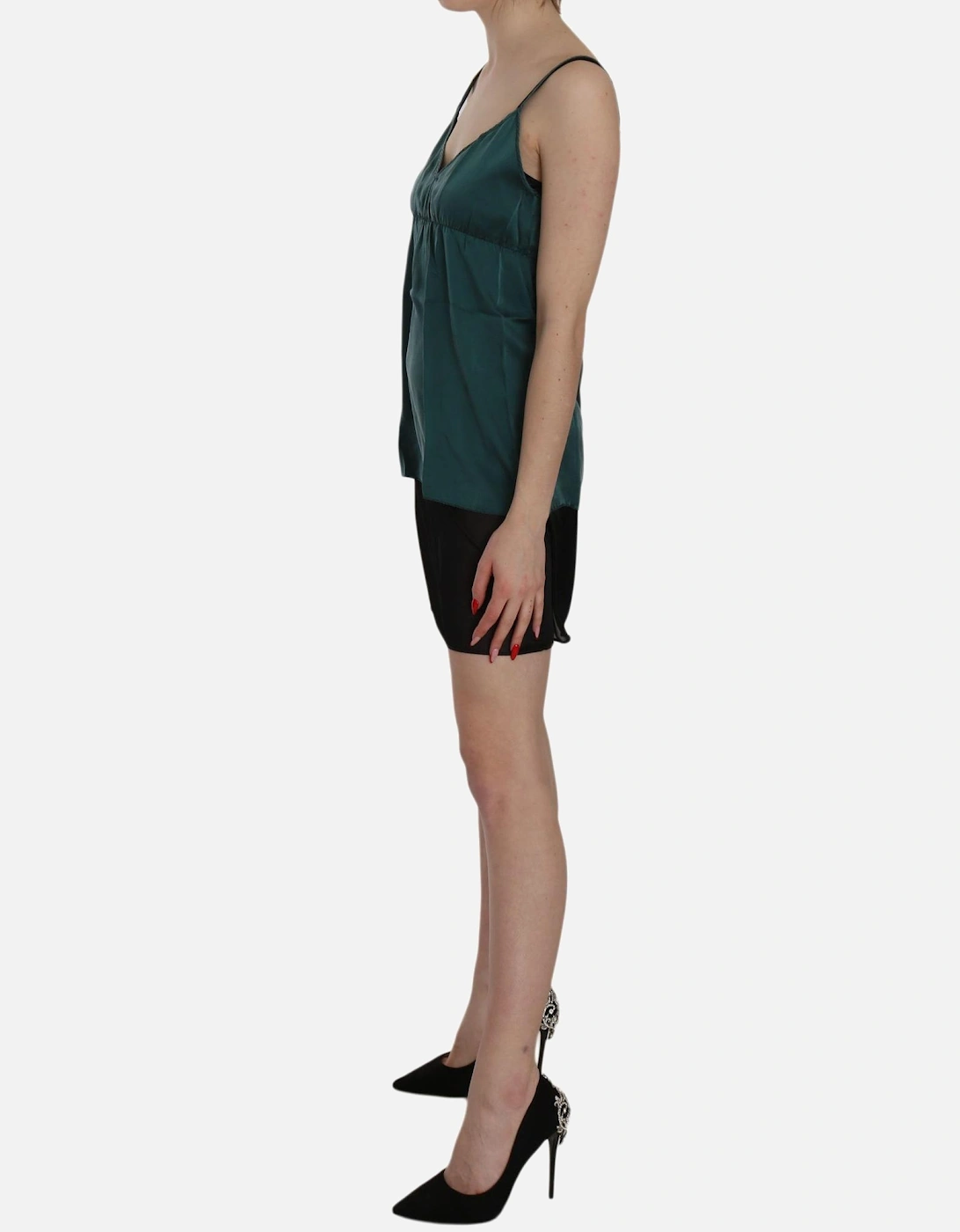 Spaghetti Strap Silk Shift Mini Dress Women - Green Dresses