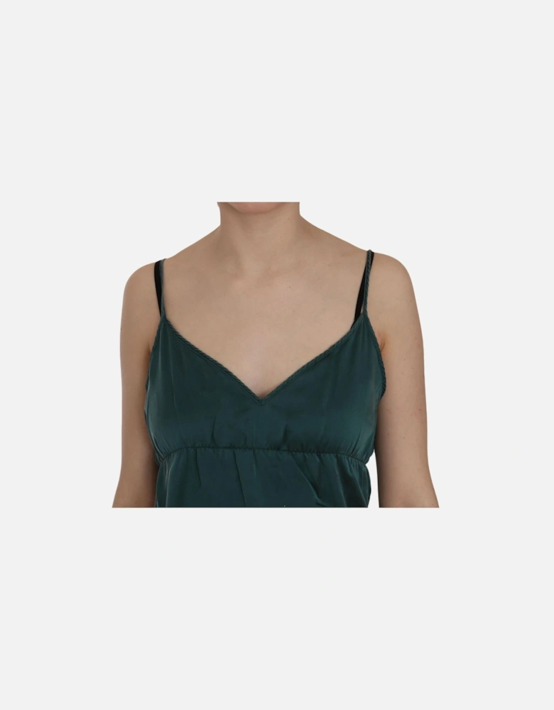 Spaghetti Strap Silk Shift Mini Dress Women - Green Dresses