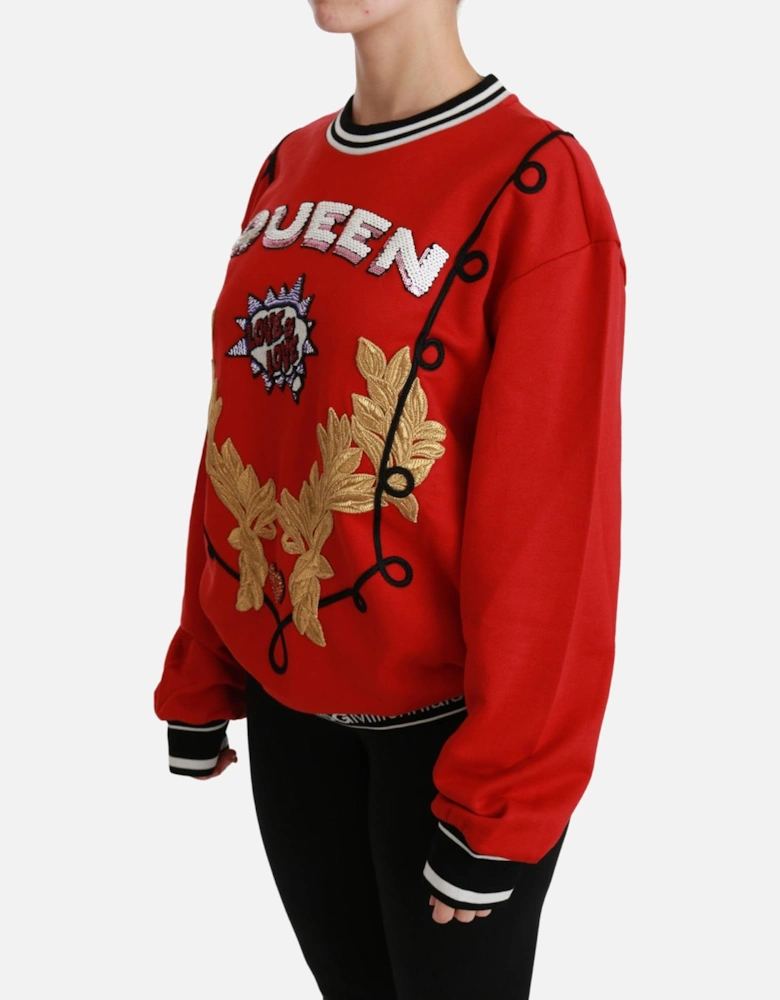 Queen Sweatshirt Red Embellished Women Sweaters