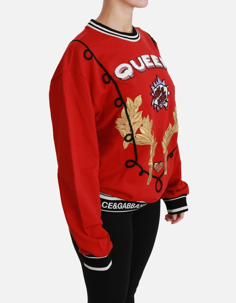 Queen Sweatshirt Red Embellished Women Sweaters