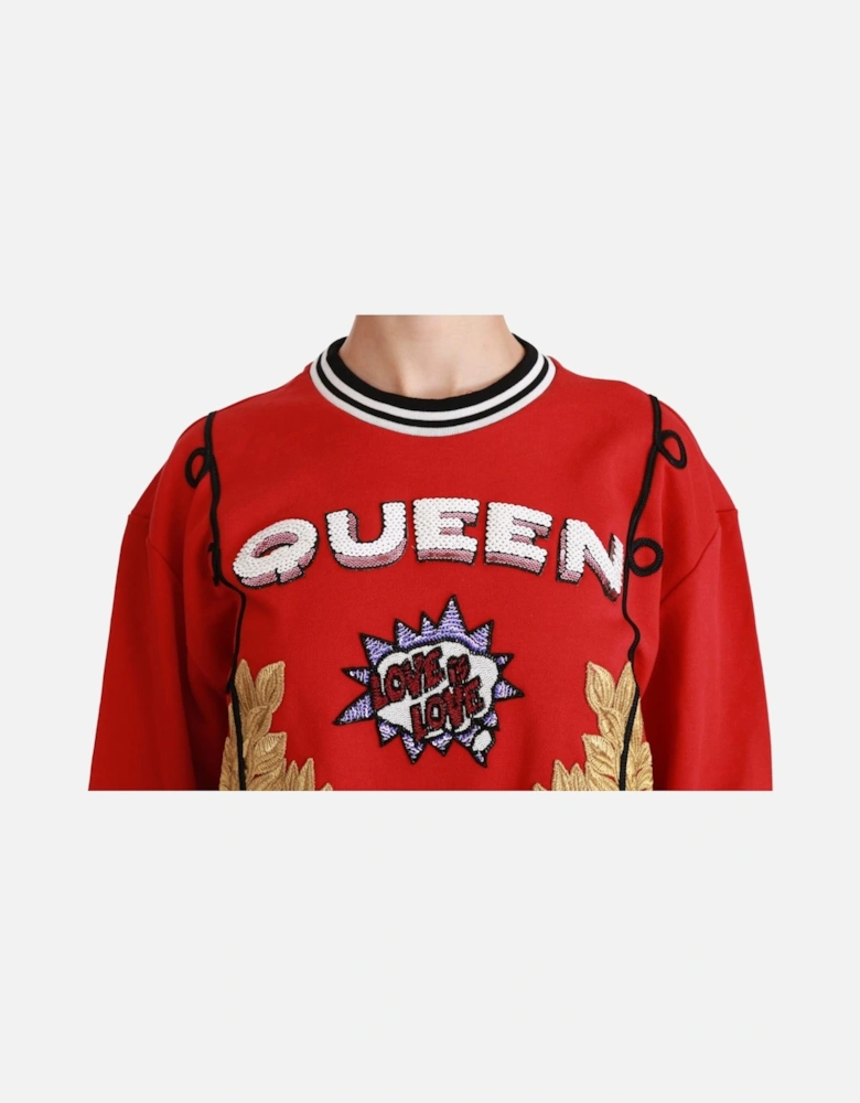 Queen Sweatshirt Red Embellished Women Sweaters