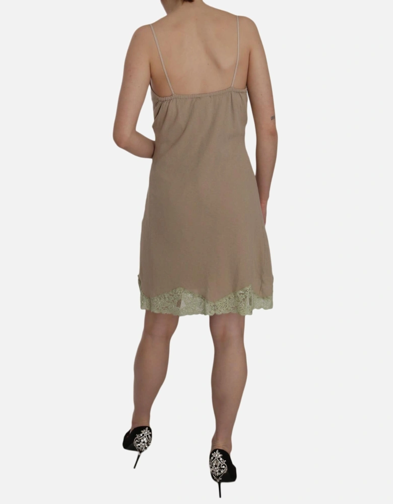 Spaghetti Strap Lace Mini Dress Women - Beige Dresses