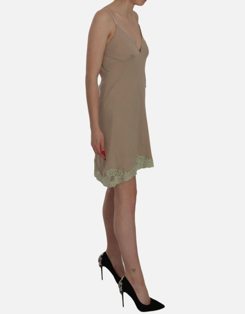 Spaghetti Strap Lace Mini Dress Women - Beige Dresses