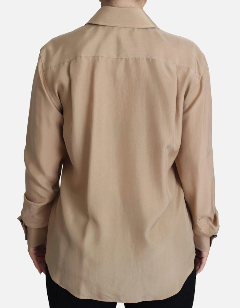 Dolce Gabbana Silk Blouse Long Sleeves Women - Beige Shirts
