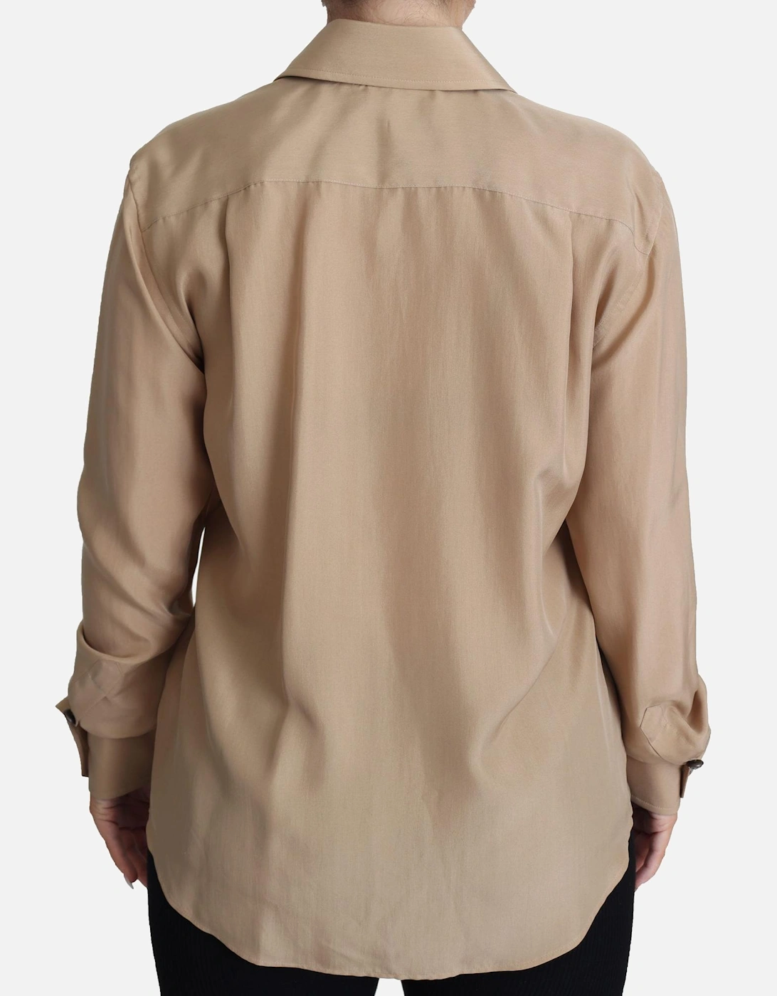 Dolce Gabbana Silk Blouse Long Sleeves Women - Beige Shirts