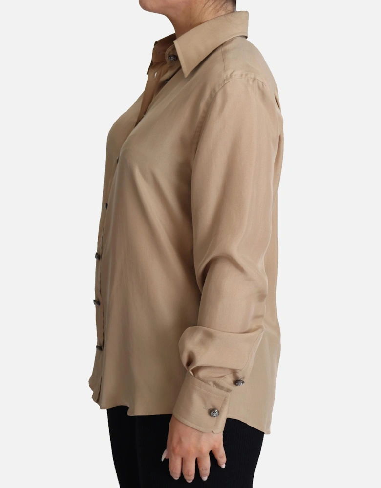 Dolce Gabbana Silk Blouse Long Sleeves Women - Beige Shirts
