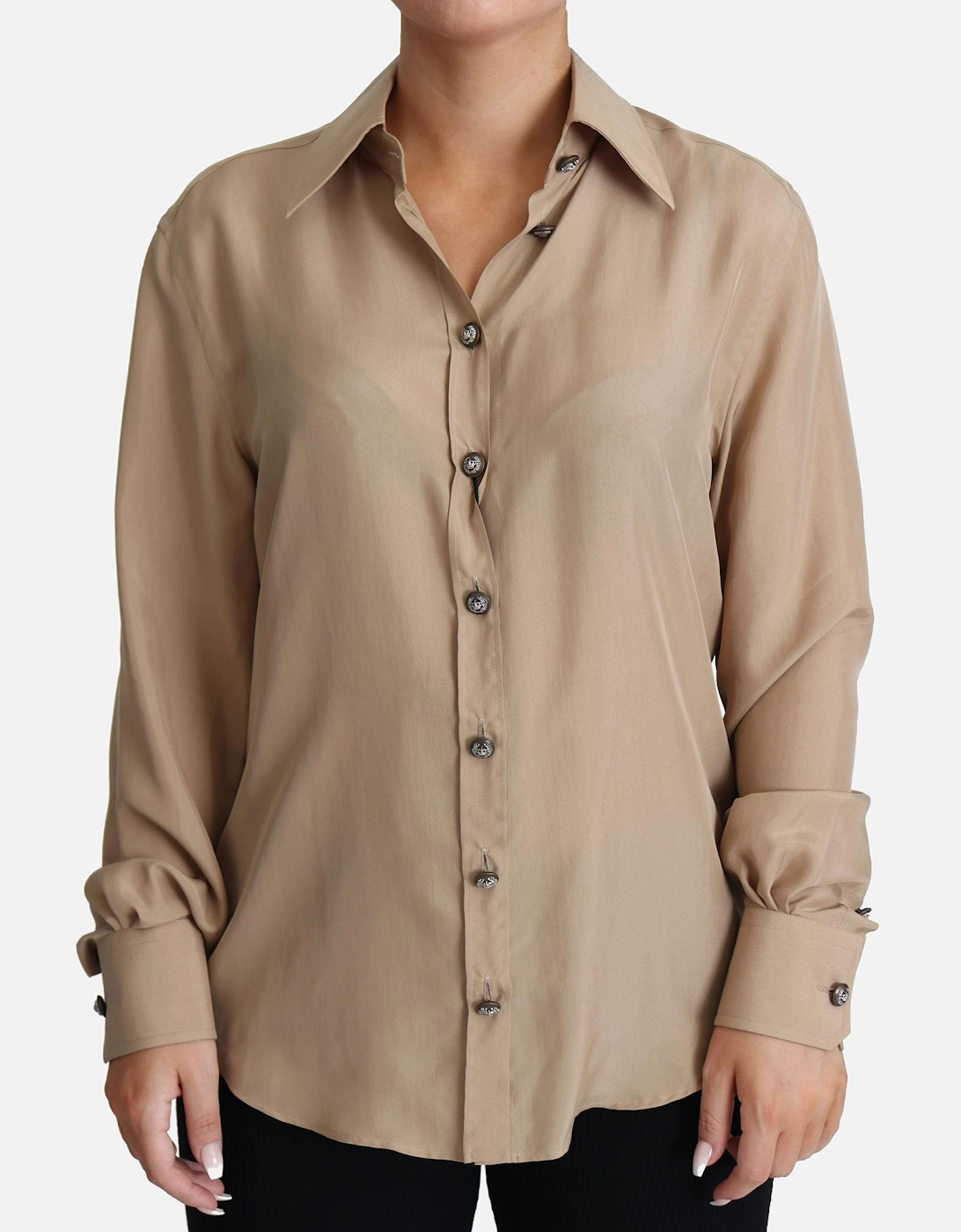 Dolce Gabbana Silk Blouse Long Sleeves Women - Beige Shirts, 5 of 4