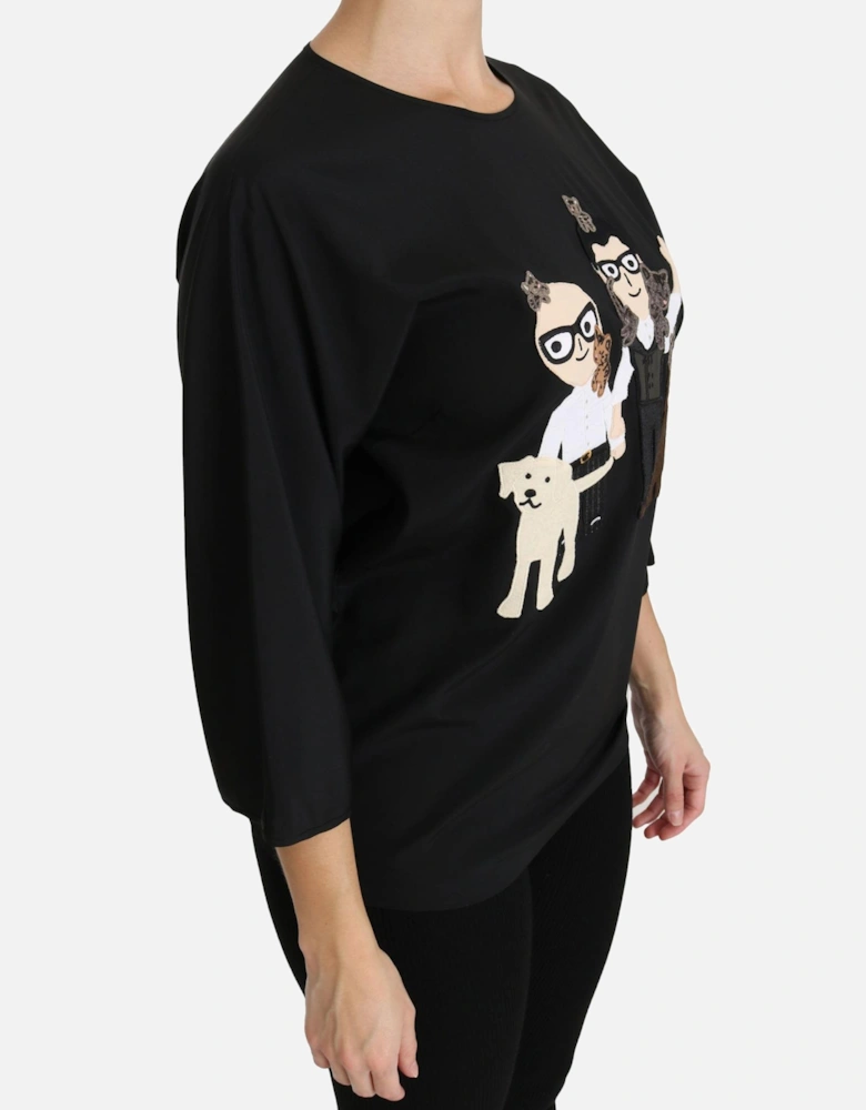 Dolce Gabbana Black Silk Top Women T-Shirts