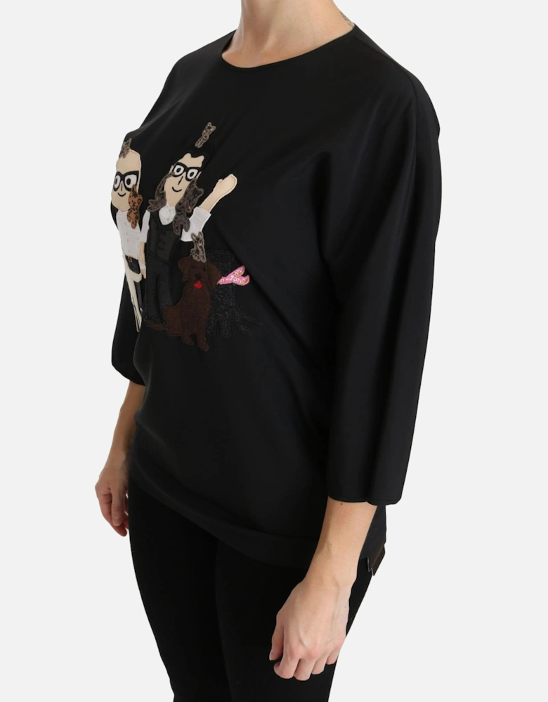 Dolce Gabbana Black Silk Top Women T-Shirts