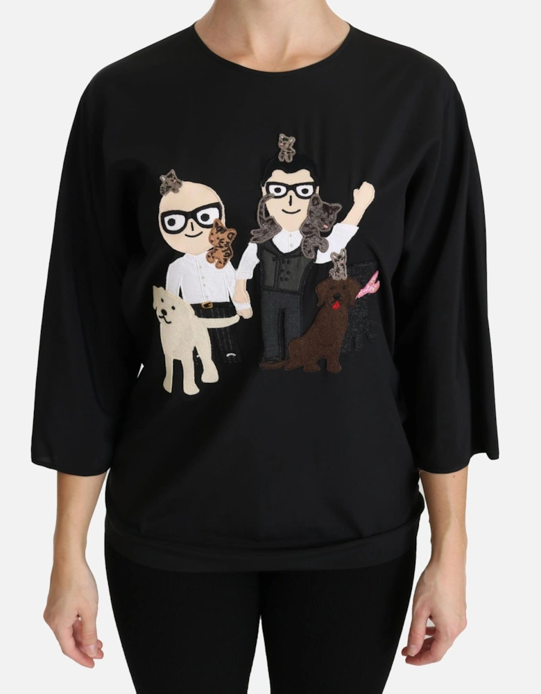 Dolce Gabbana Black Silk Top Women T-Shirts