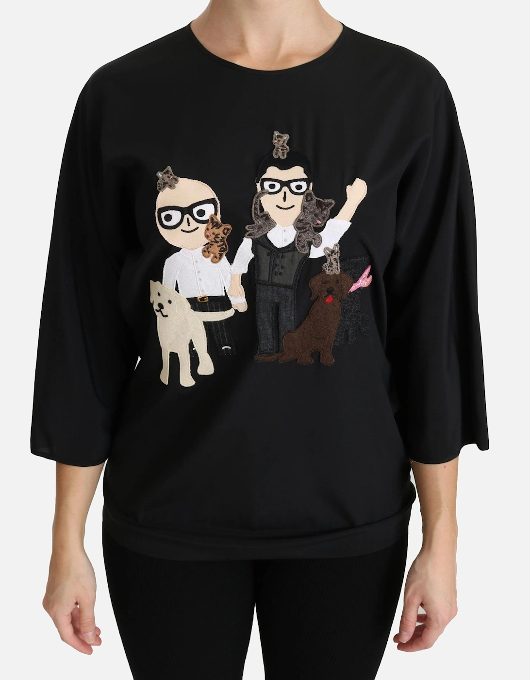 Dolce Gabbana Black Silk Top Women T-Shirts, 6 of 5