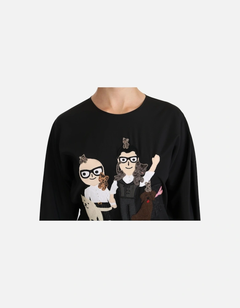 Dolce Gabbana Black Silk Top Women T-Shirts
