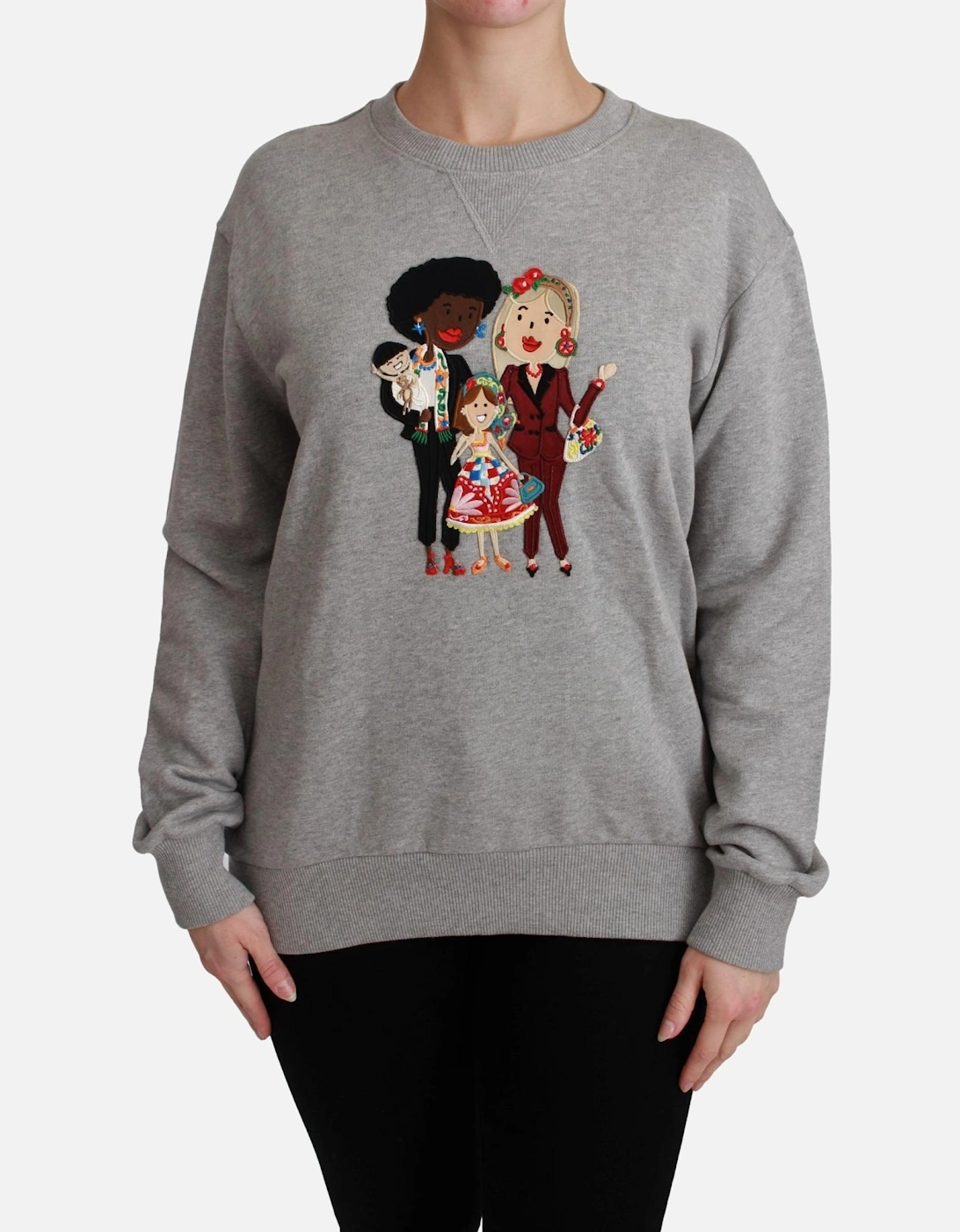 Family Appliqu Sweatshirt TSH4558 Women - Gray Sweaters, 6 of 5