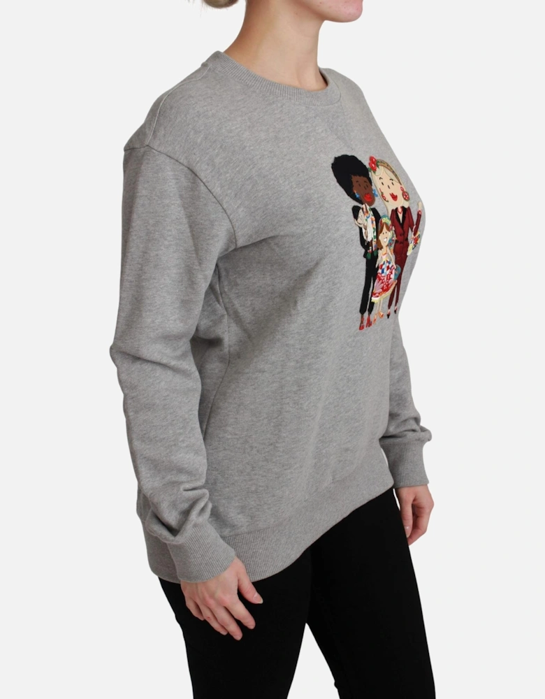 Family Appliqu Sweatshirt TSH4558 Women - Gray Sweaters