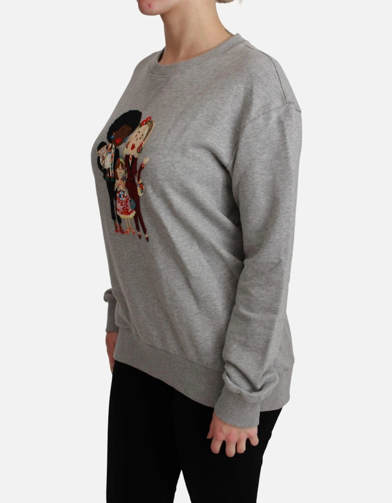 Family Appliqu Sweatshirt TSH4558 Women - Gray Sweaters