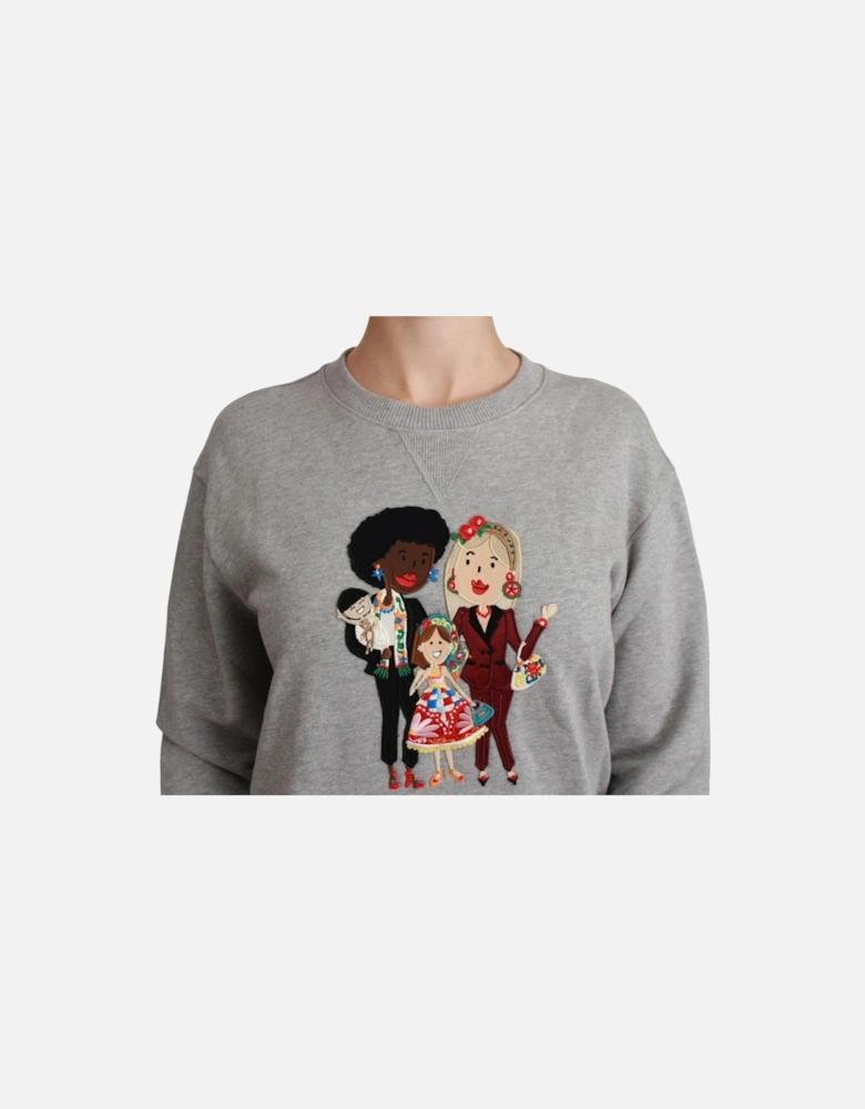 Family Appliqu Sweatshirt TSH4558 Women - Gray Sweaters