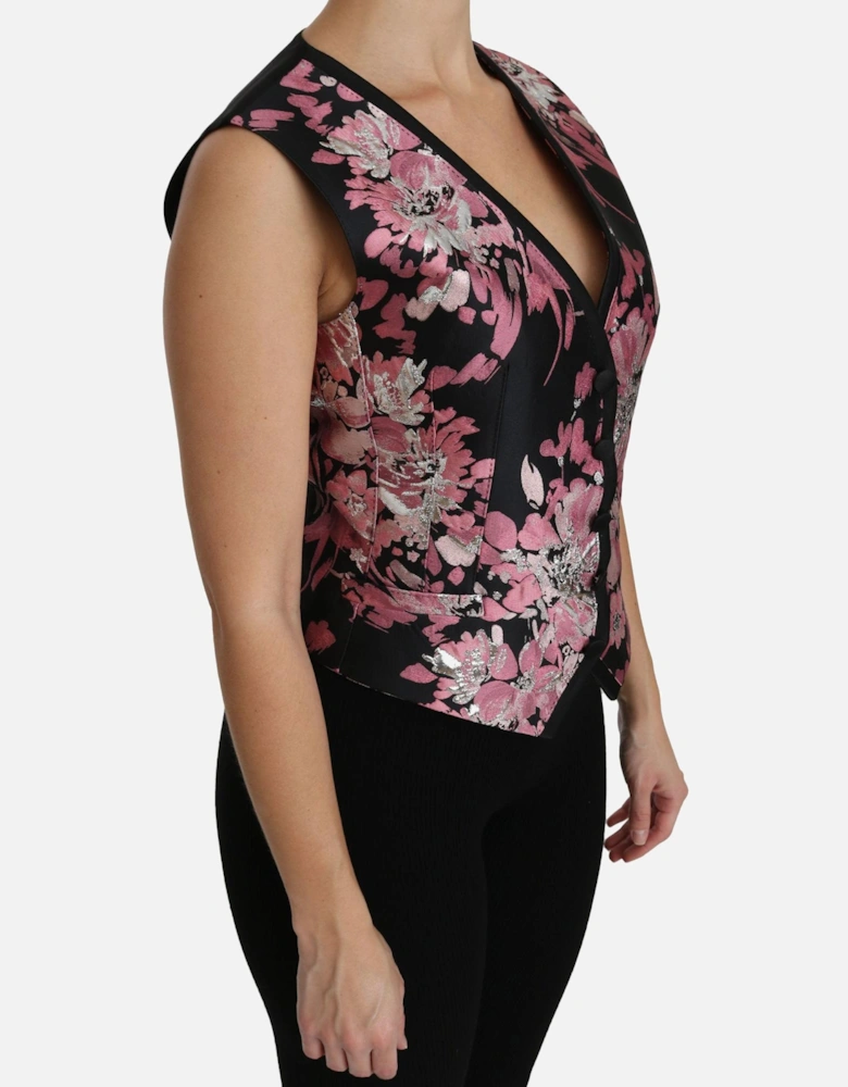 Floral Brocade Vest TSH4286 Women - Black
