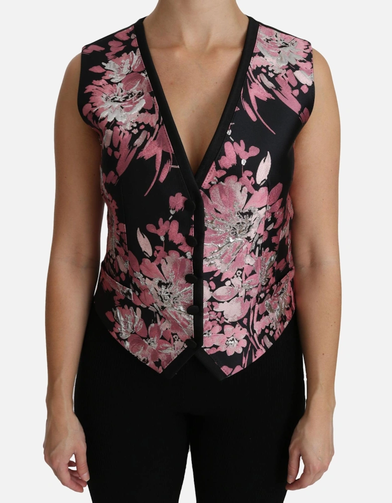 Floral Brocade Vest TSH4286 Women - Black