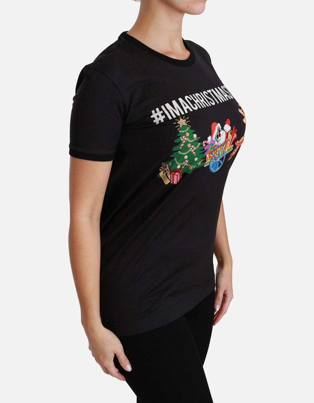 Dolce Gabbana Christmas Tree TShirt TSH4444 Women - Black T-Shirts