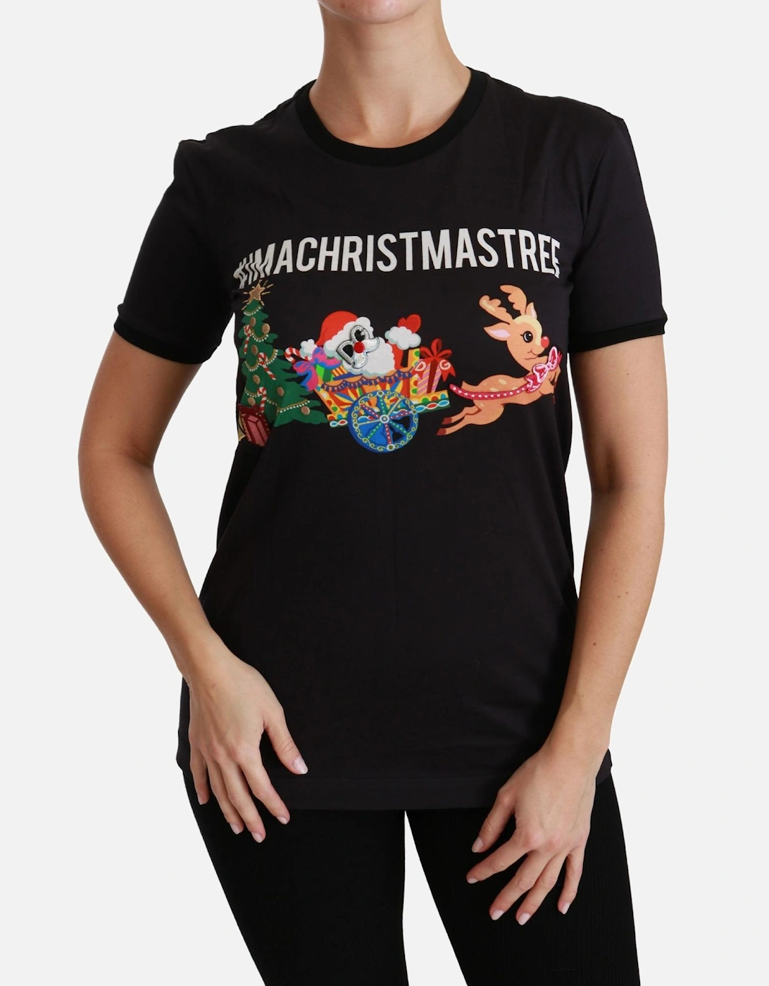 Dolce Gabbana Christmas Tree TShirt TSH4444 Women - Black T-Shirts