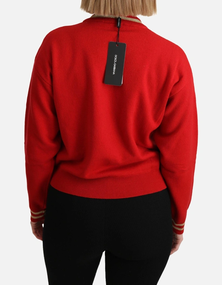 Dolce Gabbana Knit Wool Sweater Comicprint Women - Red