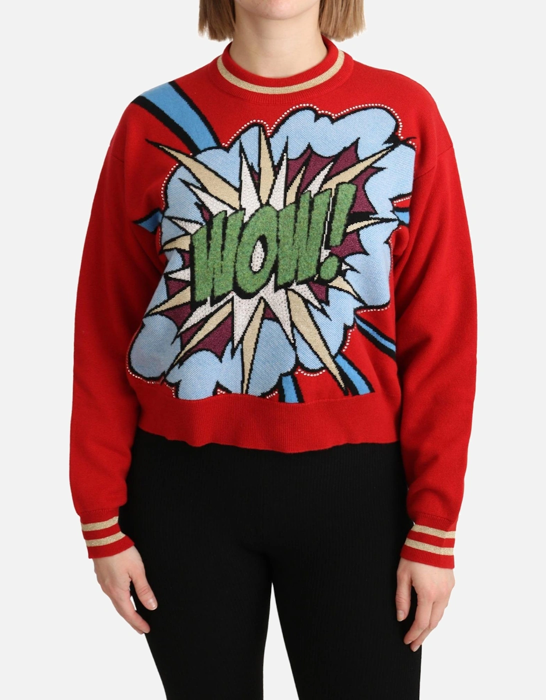 Dolce Gabbana Knit Wool Sweater Comicprint Women - Red, 6 of 5