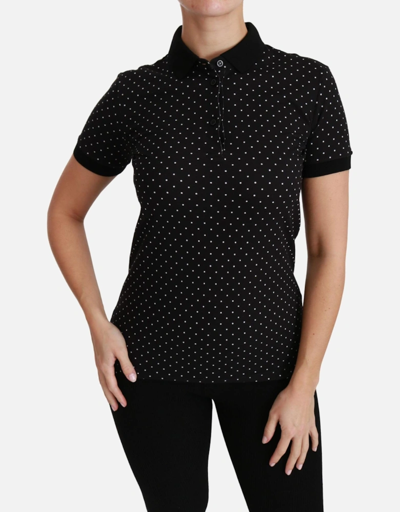 Dolce Gabbana Polka Dot Polo Shirt TSH4433 Women - Black T-Shirts