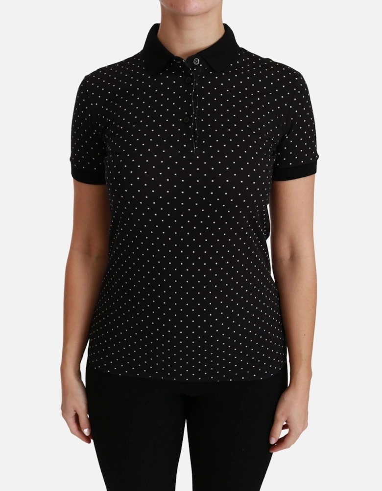 Dolce Gabbana Polka Dot Polo Shirt TSH4433 Women - Black T-Shirts