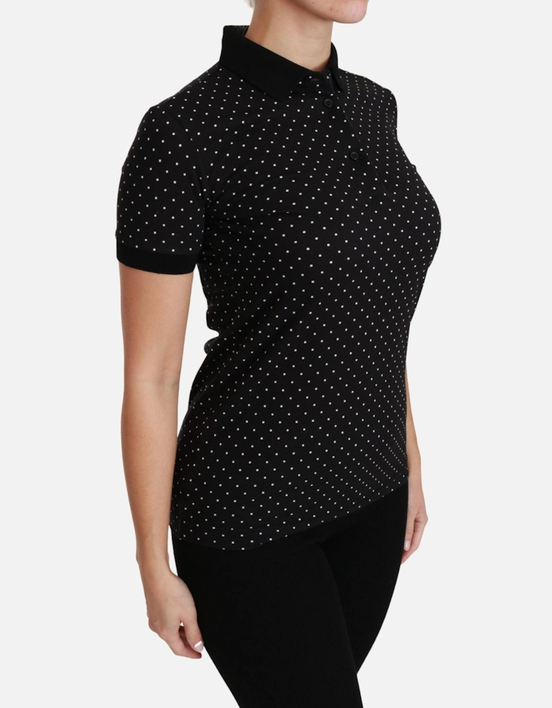Dolce Gabbana Polka Dot Polo Shirt TSH4433 Women - Black T-Shirts