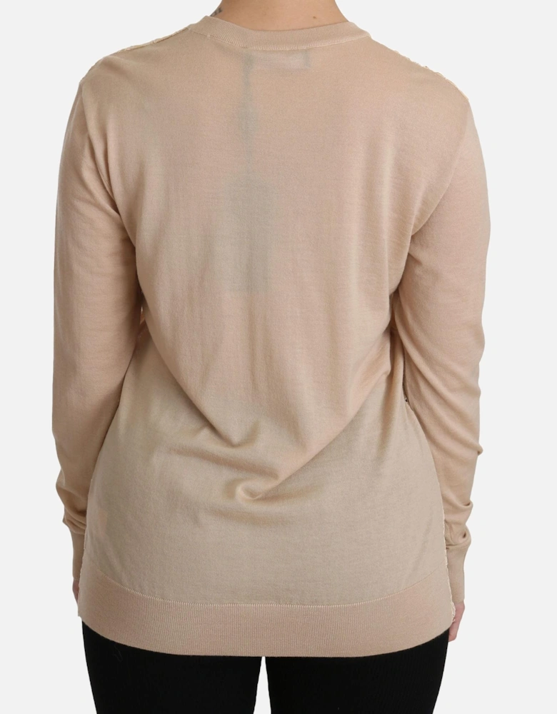 Dolce Gabbana Lace Pullover Sweater Women - Beige T-Shirts