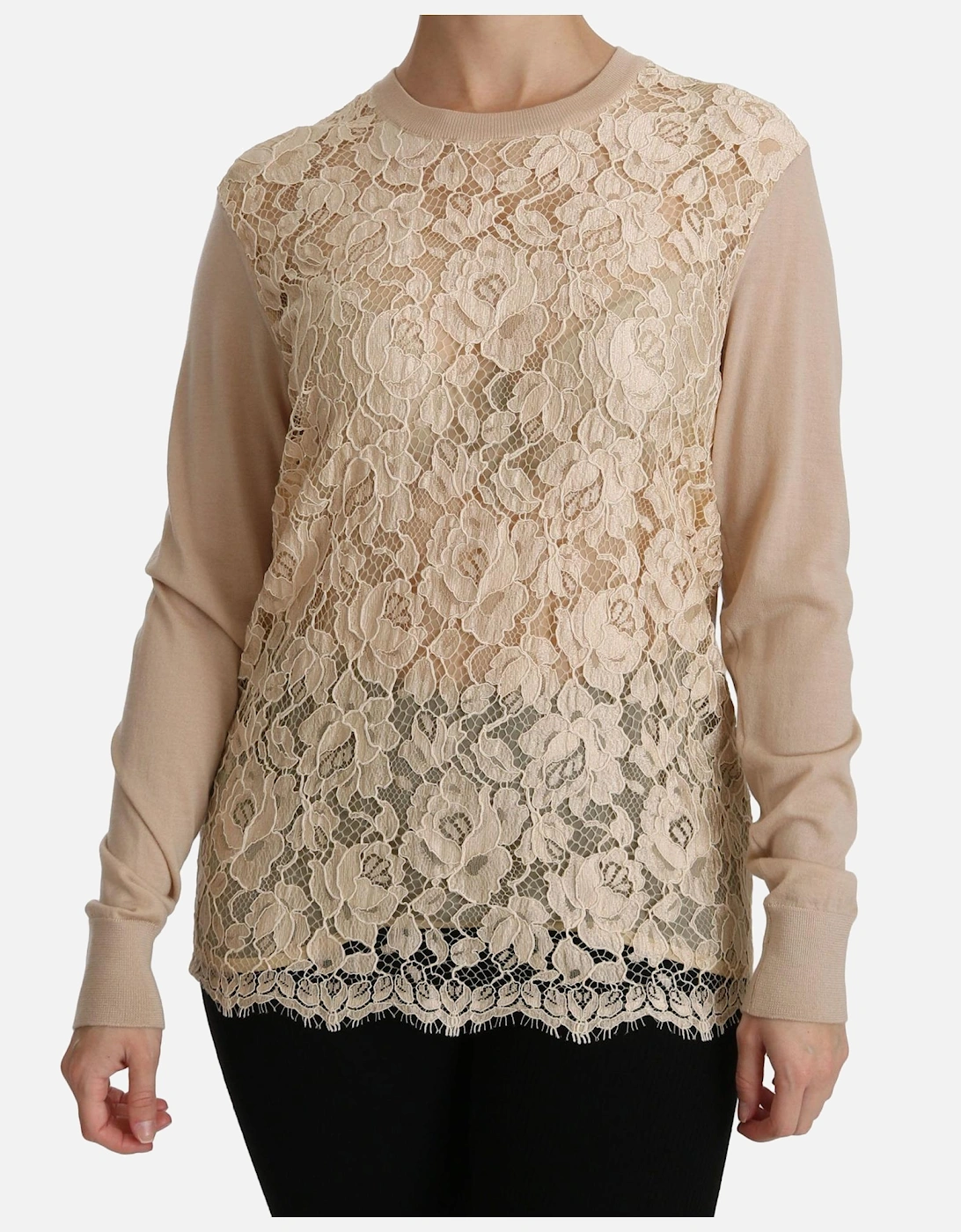 Dolce Gabbana Lace Pullover Sweater Women - Beige T-Shirts, 7 of 6
