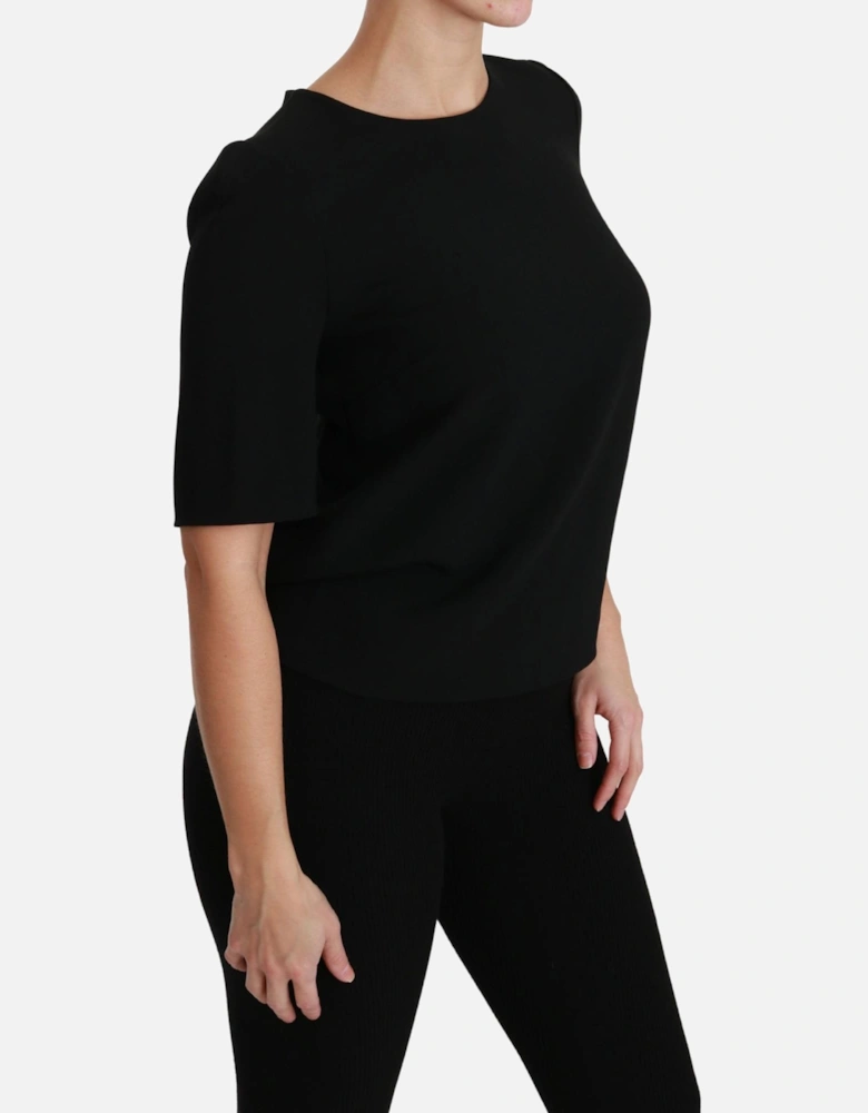 Dolce Gabbana Short Sleeve Top Black Crew Neck Women T-Shirts