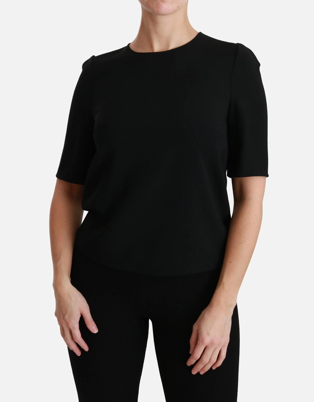 Dolce Gabbana Short Sleeve Top Black Crew Neck Women T-Shirts, 6 of 5
