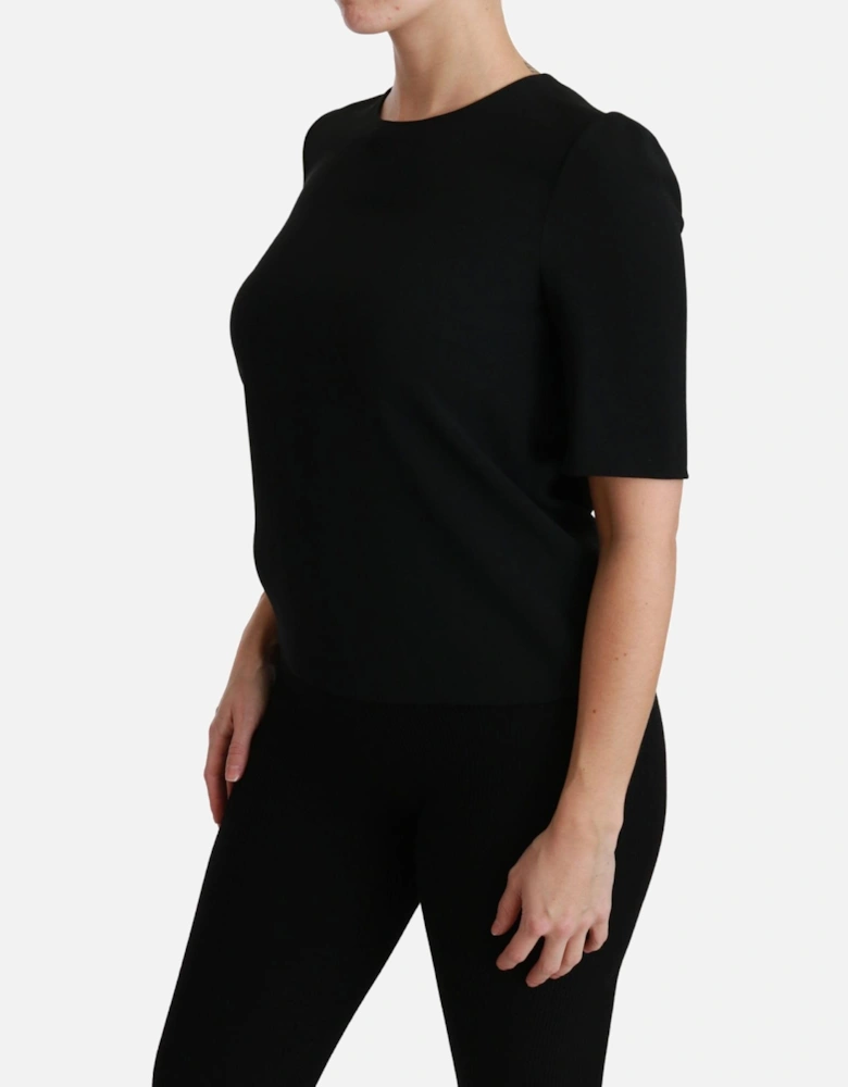 Dolce Gabbana Short Sleeve Top Black Crew Neck Women T-Shirts