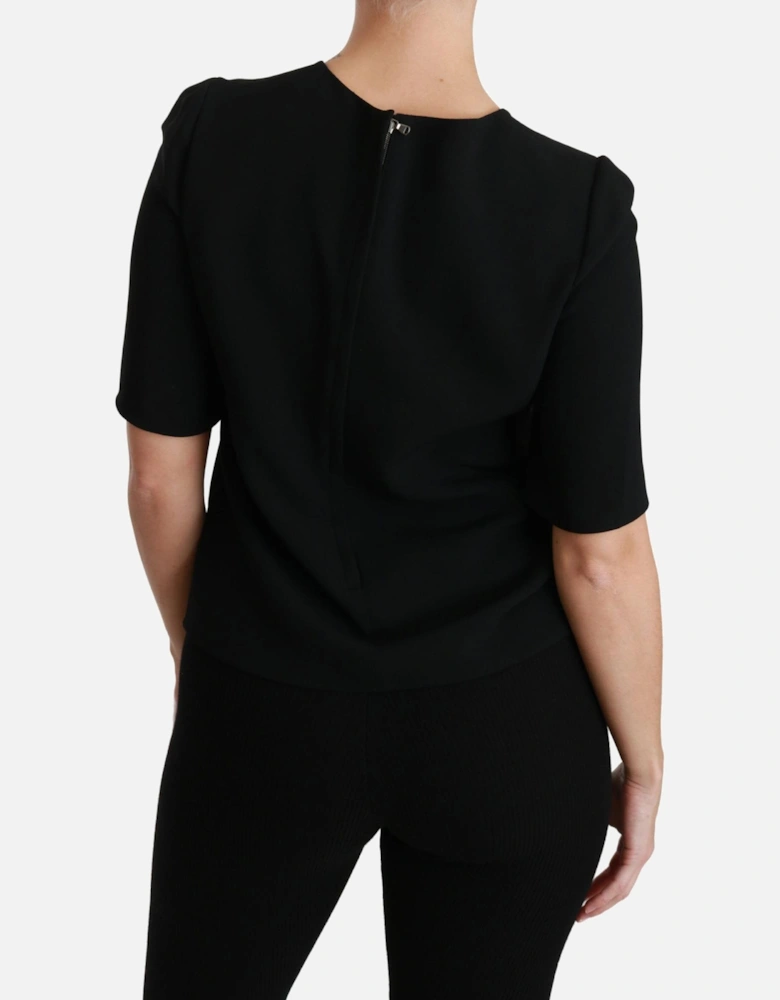 Dolce Gabbana Short Sleeve Top Black Crew Neck Women T-Shirts