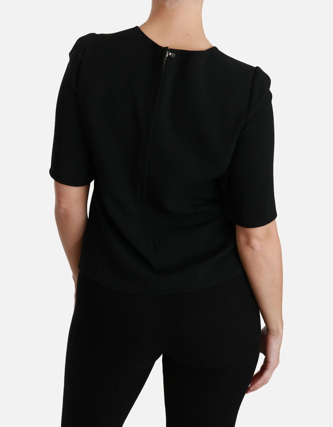Dolce Gabbana Short Sleeve Top Black Crew Neck Women T-Shirts