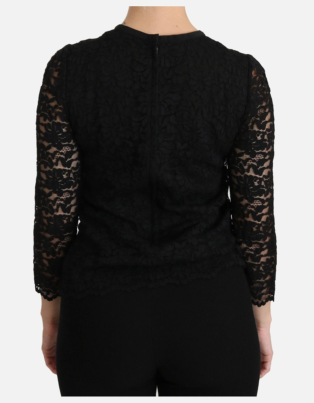 Lace Bow Top 34 Sleeve Style Women - Black T-Shirts
