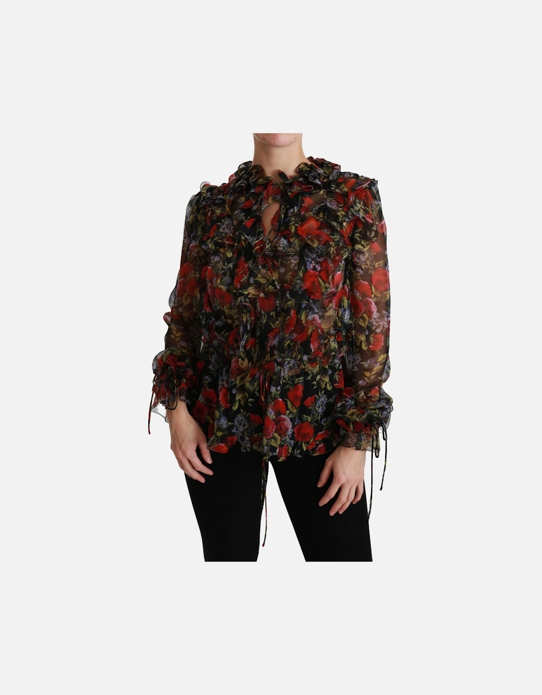 Dolce Gabbana Floral Print Blouse TSH4486 Women - Black T-Shirts, 6 of 5