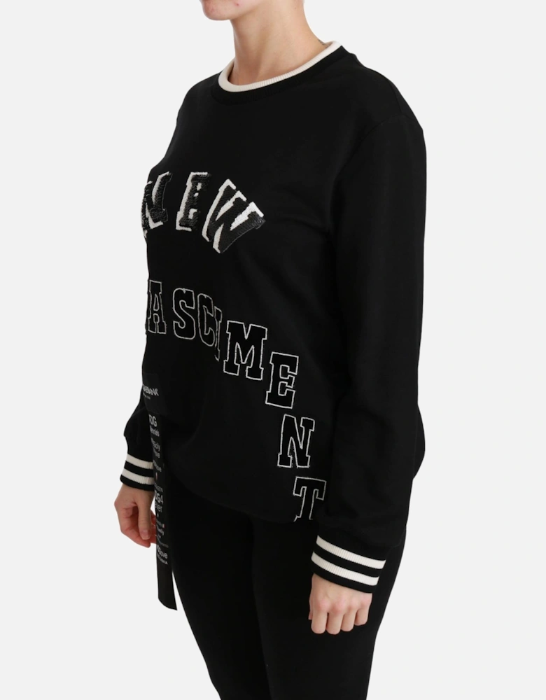 SequinEmbroidered Crew Neck Sweatshirt Women - Black Sweaters