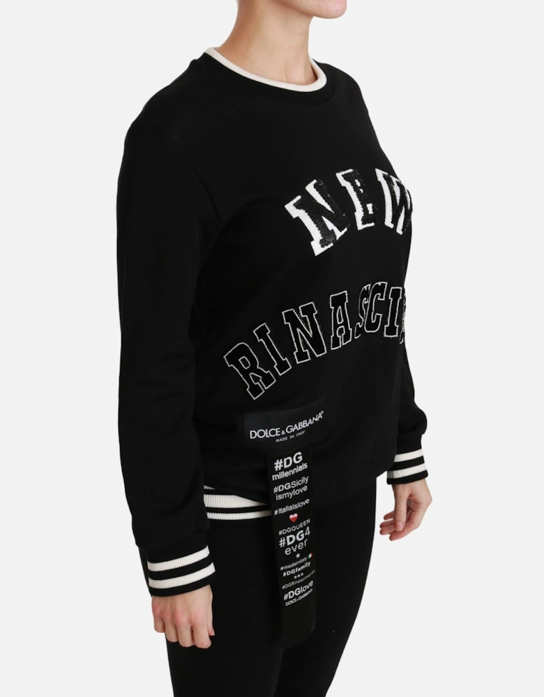 SequinEmbroidered Crew Neck Sweatshirt Women - Black Sweaters