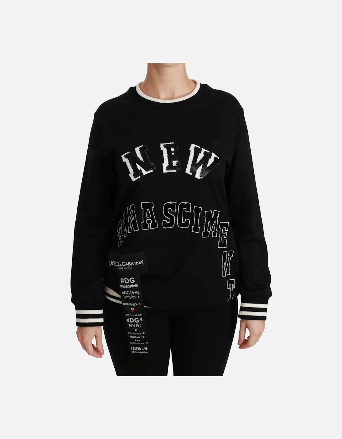 SequinEmbroidered Crew Neck Sweatshirt Women - Black Sweaters, 6 of 5
