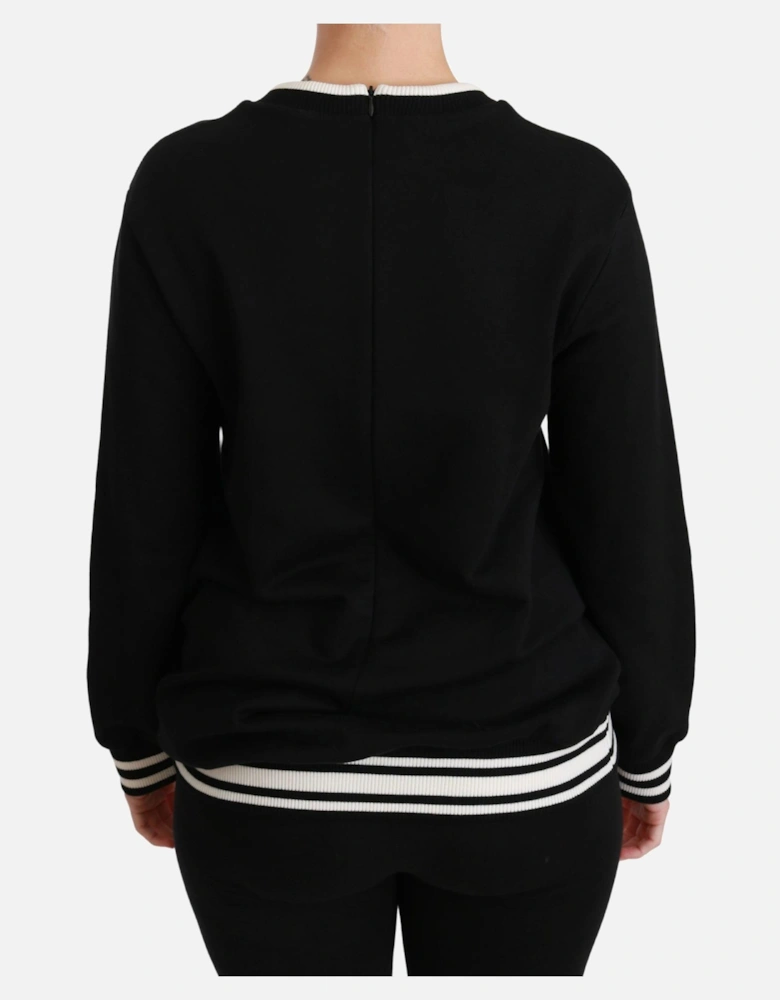 SequinEmbroidered Crew Neck Sweatshirt Women - Black Sweaters