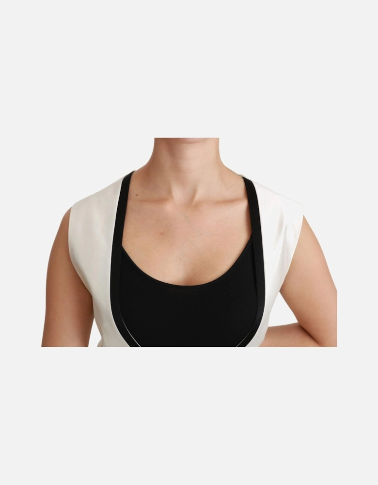 Sleeveless Silk Vest with Logo Details Women - White