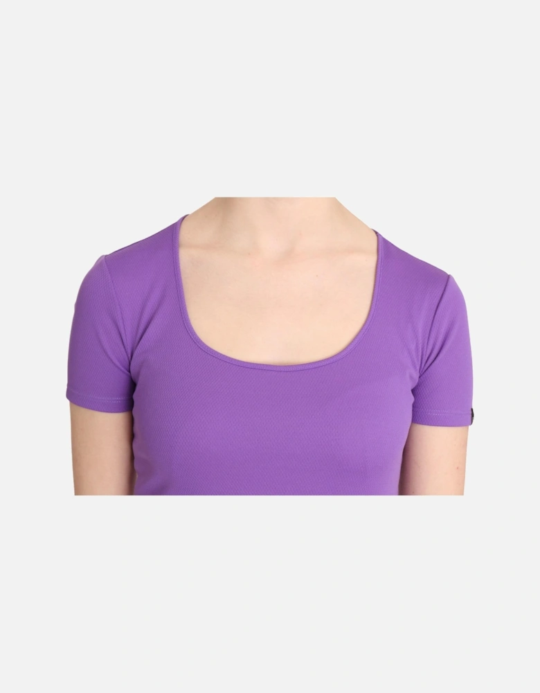 Short Sleeve Casual Polyester Blouse Women - Purple T-Shirts