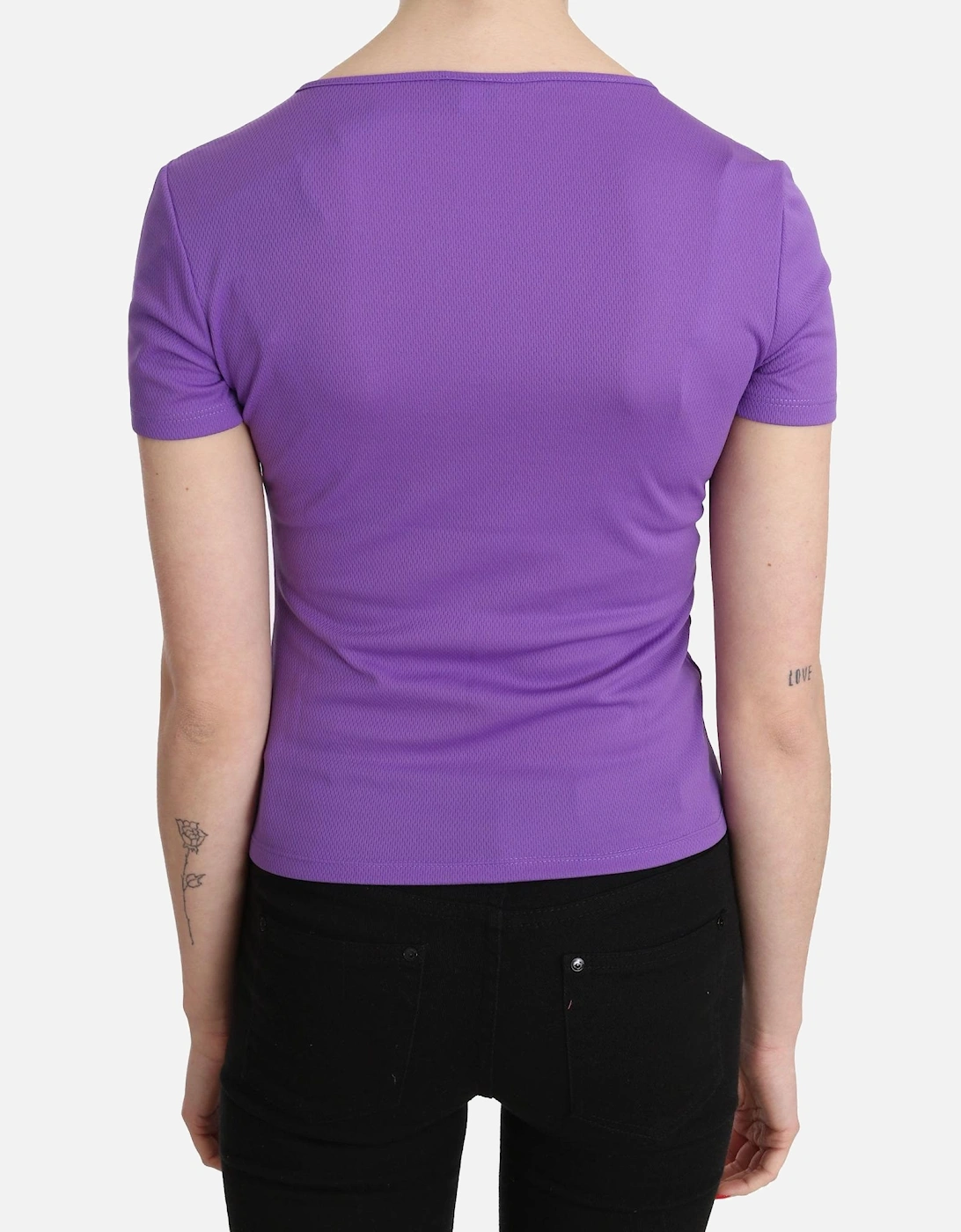 Short Sleeve Casual Polyester Blouse Women - Purple T-Shirts