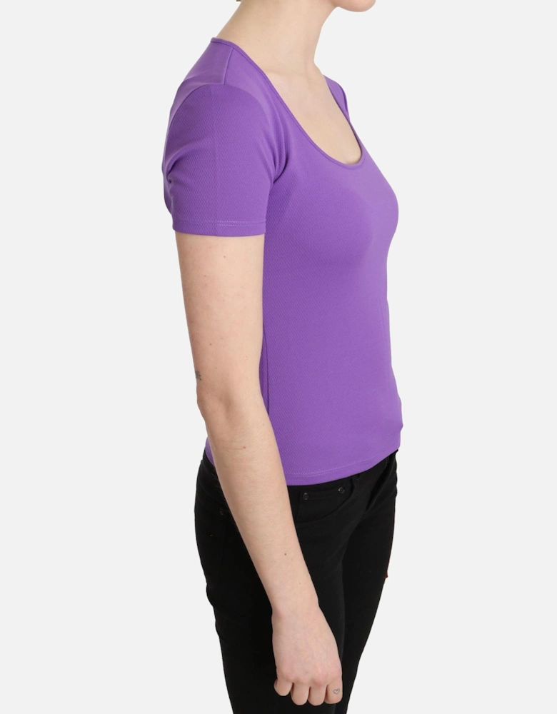 Short Sleeve Casual Polyester Blouse Women - Purple T-Shirts