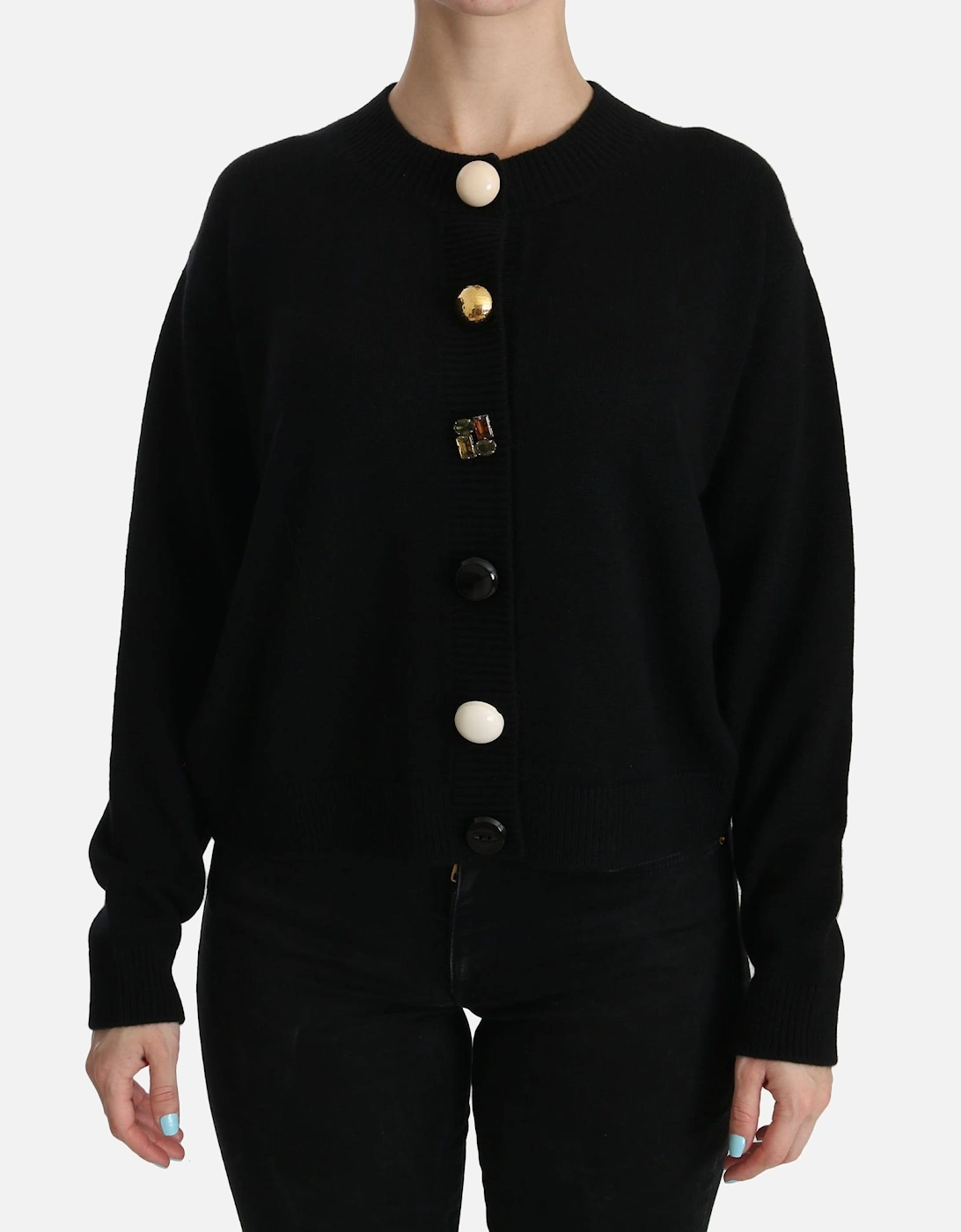Dolce Gabbana Cardigan Long Sleeve Round Neck Women - Black Sweaters, 7 of 6