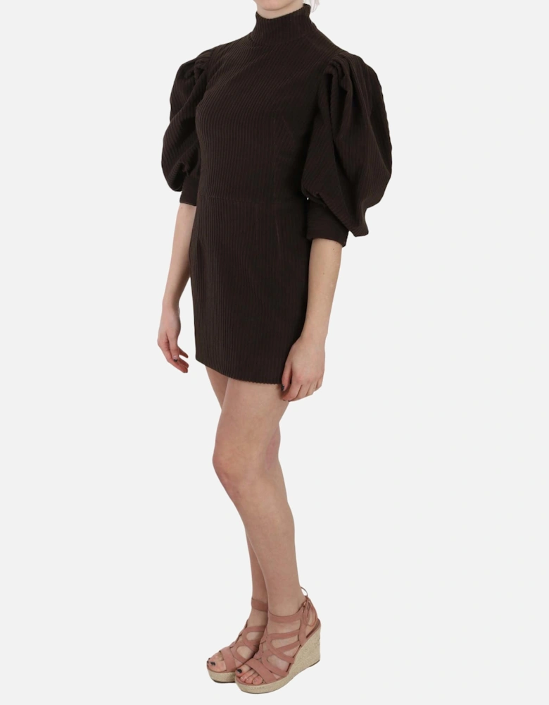 Dolce Gabbana Mini Dress Mock Neck Puff Sleeves Women - Brown Dresses